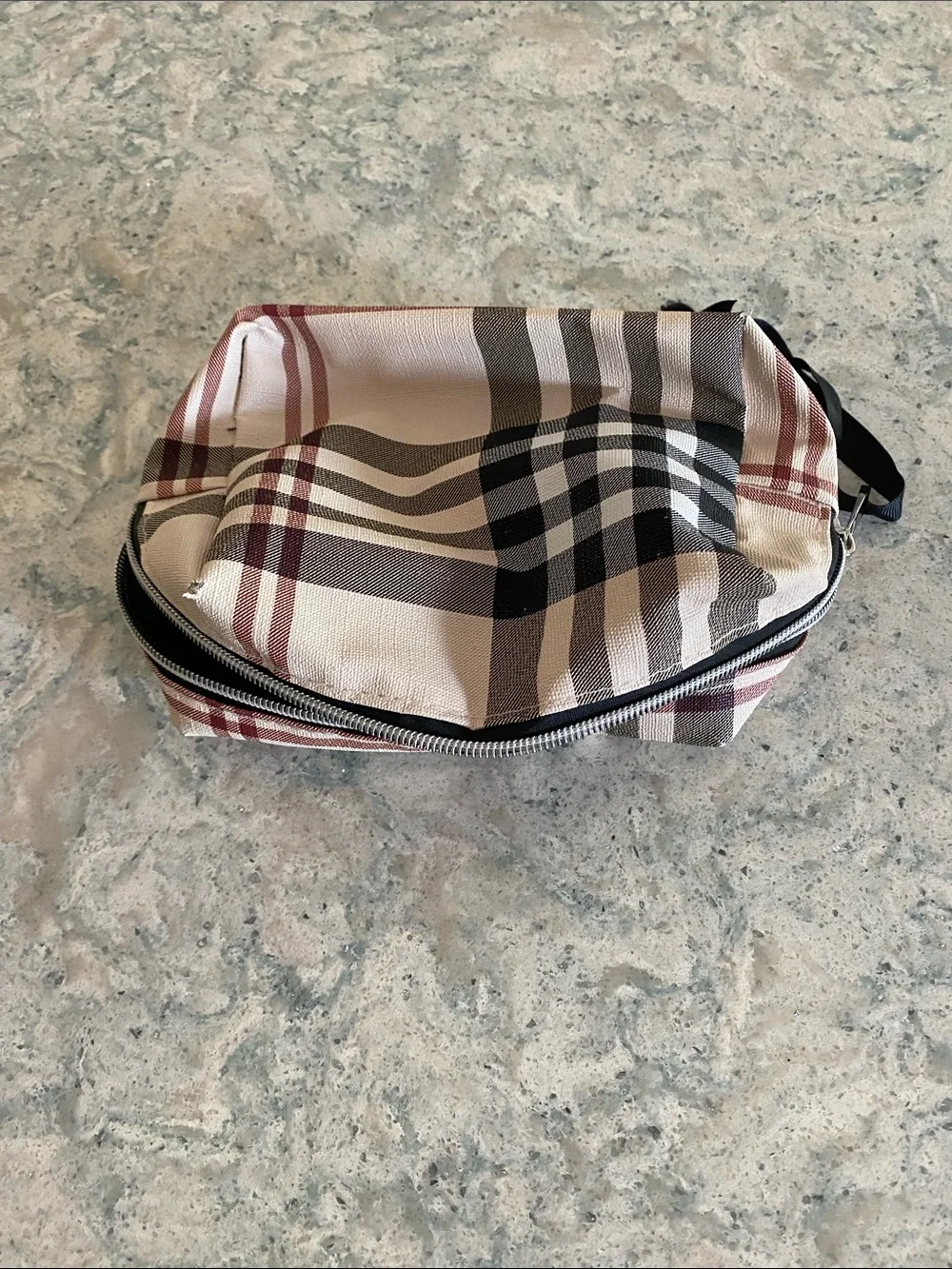 Classic Plaid makeup pouch Beige/Black